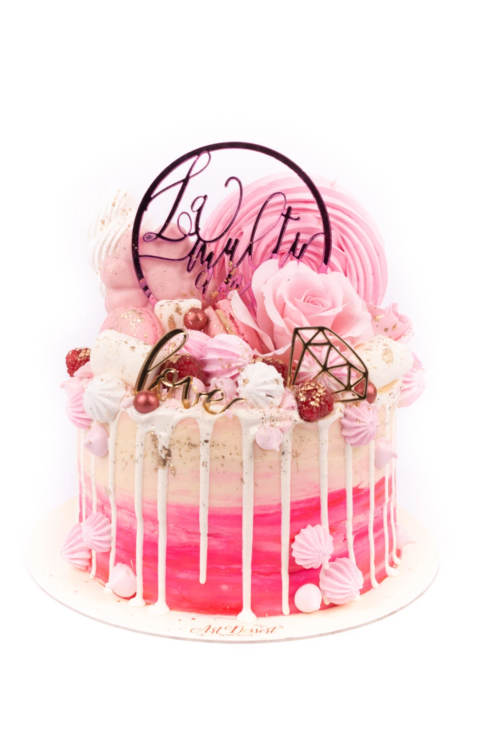 Tort in crema de unt roz Love