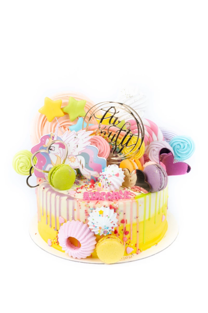 Tort in crema de unt cu unicorn 2D